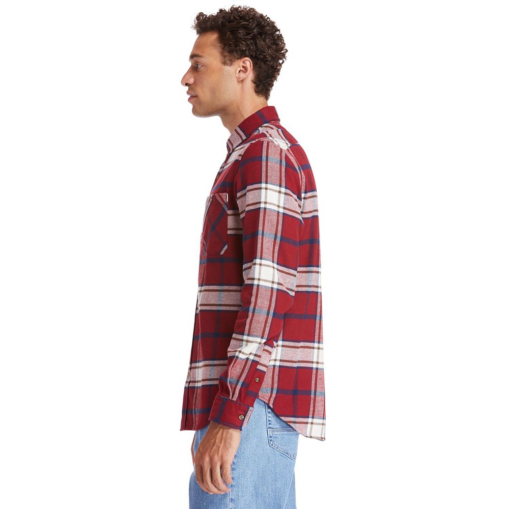 Camisa Masculino - Timberland Back River Heavy Flannel Check - GCOME8709 - Vermelhas/Branco